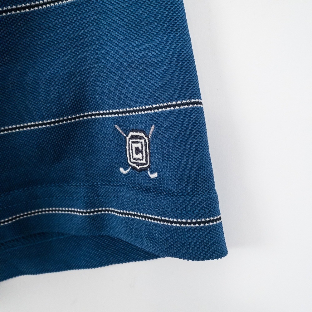 Ralph Lauren Chaps Golf Polo Shirt Mens XL Blue Striped Stay-Dry Performance - Picture 5 of 10